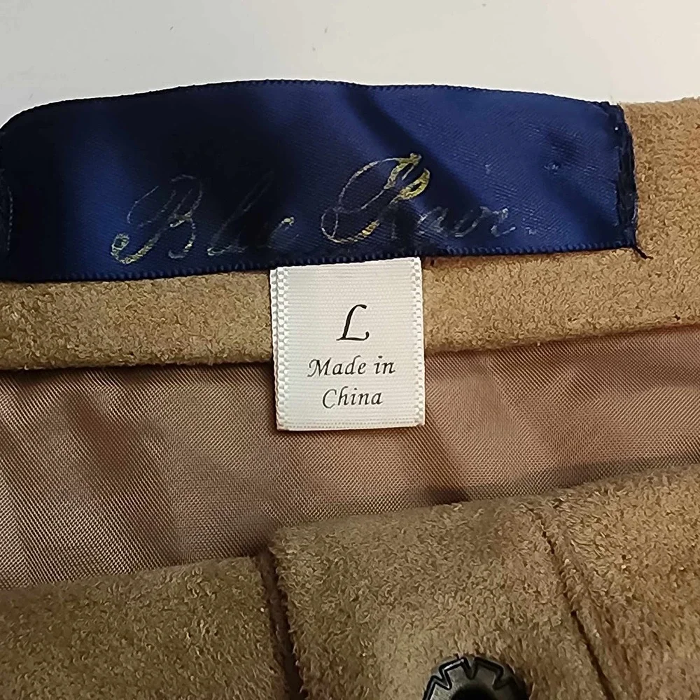 Blue Rain Faux Suede Skirt - Scalloped Edge - Snap Down